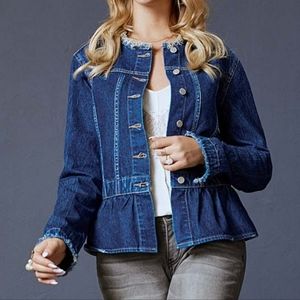 Suzanne Betro Peplum Denim Jacket